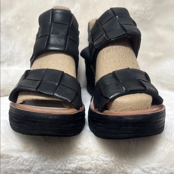 A.S.98 Black and Tan Wedge Sandals - Picture 6 of 10